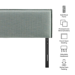 Modway Furniture Camille Modway Linen Blend Upholstered Headboard Pinstripe Slipcover Full Bed Frame Spa Blue Stripe MOD-7321-SPA