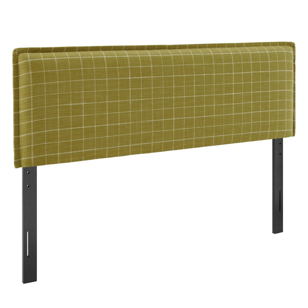 Modway Furniture Camille Modway Linen Blend Upholstered Headboard Windowpane Plaid Slipcover Full Bed Artichoke Windowpane Check MOD-7322-ART