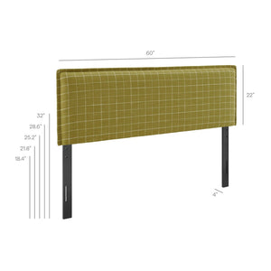 Modway Furniture Camille Modway Linen Blend Upholstered Headboard Windowpane Plaid Slipcover Full Bed Artichoke Windowpane Check MOD-7322-ART