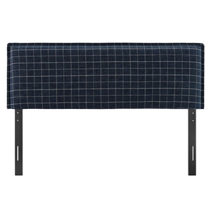Modway Furniture Camille Modway Linen Blend Upholstered Headboard Windowpane Plaid Slipcover Full Bed Denim Windowpane Check MOD-7322-DMC