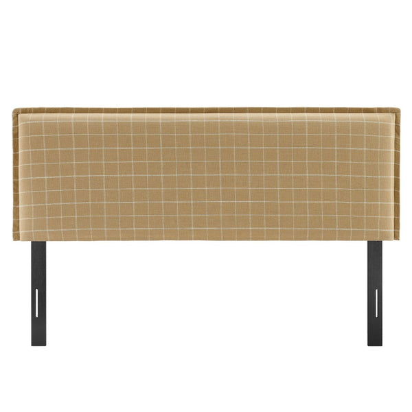 Modway Furniture Camille Modway Linen Blend Upholstered Headboard Windowpane Plaid Slipcover Full Bed Hemp Windowpane Check MOD-7322-HPC