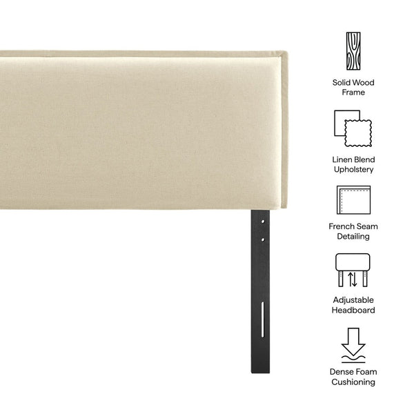 Modway Furniture Camille Modway Queen Headboard Woven Fabric French Seam Flanged Padded Backrest Bedroom Linen MOD-7323-LIN