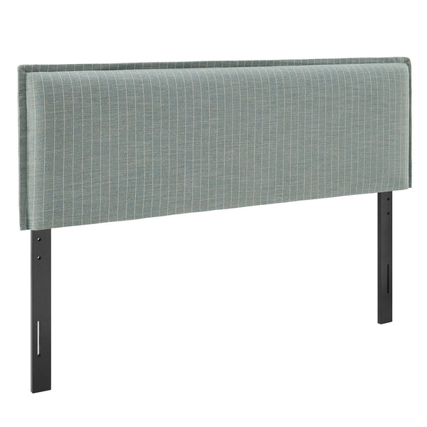 Modway Furniture Camille Modway Queen Upholstered Headboard Linen Blend Slipcover with Pinstripe Detail Spa Blue Stripe MOD-7324-SPA