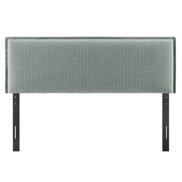 Modway Furniture Camille Modway Queen Upholstered Headboard Linen Blend Slipcover with Pinstripe Detail Spa Blue Stripe MOD-7324-SPA