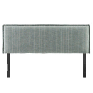 Modway Furniture Camille Modway Queen Upholstered Headboard Linen Blend Slipcover with Pinstripe Detail Spa Blue Stripe MOD-7324-SPA