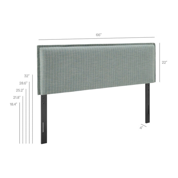 Modway Furniture Camille Modway Queen Upholstered Headboard Linen Blend Slipcover with Pinstripe Detail Spa Blue Stripe MOD-7324-SPA
