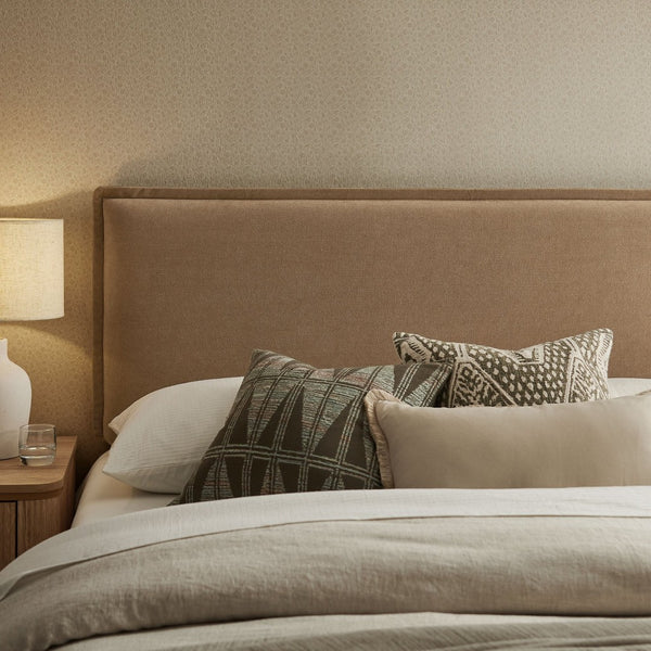 Modway Furniture Camille Modway King Headboard Woven Slipcover French Seam Foam Padded Traditional Style Almond MOD-7326-ALM