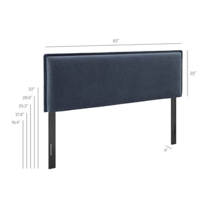 Modway Furniture Camille Modway King Headboard Woven Slipcover French Seam Foam Padded Traditional Style Denim MOD-7326-DEN