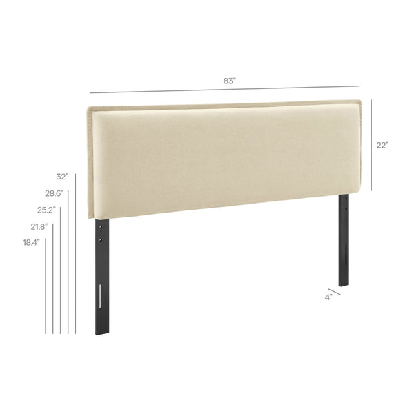 Modway Furniture Camille Modway King Headboard Woven Slipcover French Seam Foam Padded Traditional Style Linen MOD-7326-LIN
