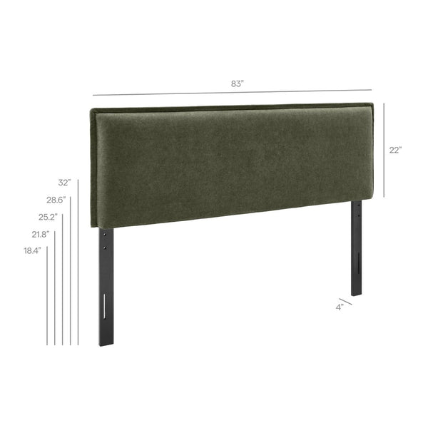 Modway Furniture Camille Modway King Headboard Woven Slipcover French Seam Foam Padded Traditional Style Sage MOD-7326-SGE