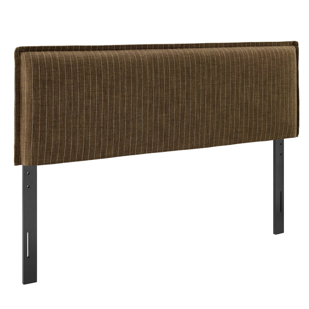 Modway Furniture Camille Pinstripe Linen Blend King Headboard with Foam Padding and Tailored Slipcover Earth Stripe MOD-7327-ETS