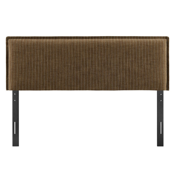 Modway Furniture Camille Pinstripe Linen Blend King Headboard with Foam Padding and Tailored Slipcover Earth Stripe MOD-7327-ETS