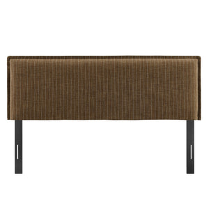 Modway Furniture Camille Pinstripe Linen Blend King Headboard with Foam Padding and Tailored Slipcover Earth Stripe MOD-7327-ETS