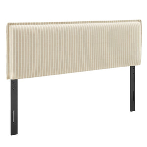 Modway Furniture Camille Pinstripe Linen Blend King Headboard with Foam Padding and Tailored Slipcover Oatmeal Stripe MOD-7327-OAS