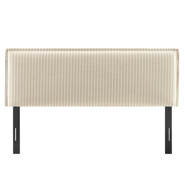 Modway Furniture Camille Pinstripe Linen Blend King Headboard with Foam Padding and Tailored Slipcover Oatmeal Stripe MOD-7327-OAS