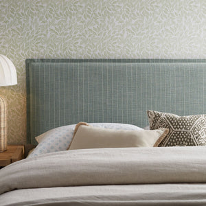Modway Furniture Camille Pinstripe Linen Blend King Headboard with Foam Padding and Tailored Slipcover Spa Blue Stripe MOD-7327-SPA