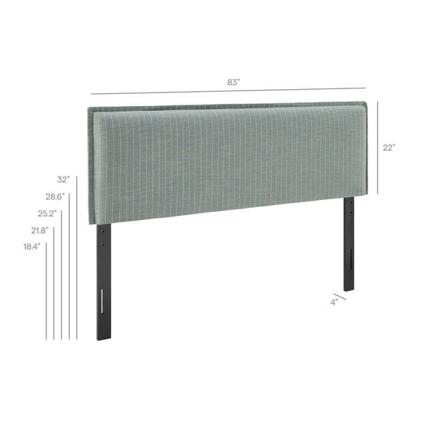 Modway Furniture Camille Pinstripe Linen Blend King Headboard with Foam Padding and Tailored Slipcover Spa Blue Stripe MOD-7327-SPA