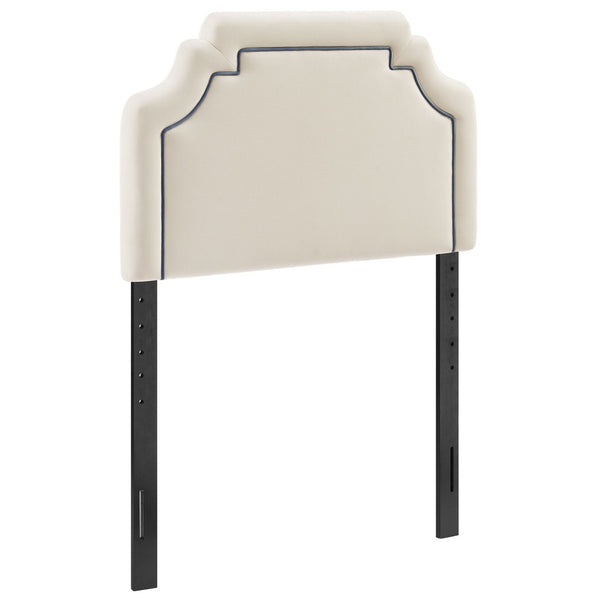 Modway Furniture Magnolia Scalloped Performance Velvet Twin Headboard Padded Backrest for Bedroom Alabaster Cadet Blue MOD-7329-ALA-CAB