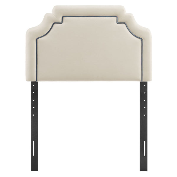 Modway Furniture Magnolia Scalloped Performance Velvet Twin Headboard Padded Backrest for Bedroom Alabaster Cadet Blue MOD-7329-ALA-CAB