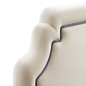 Modway Furniture Magnolia Scalloped Performance Velvet Twin Headboard Padded Backrest for Bedroom Alabaster Cadet Blue MOD-7329-ALA-CAB