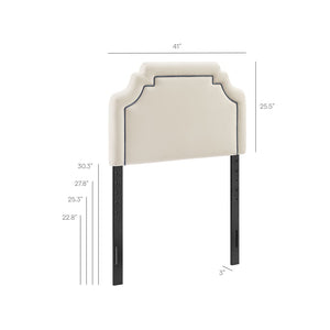 Modway Furniture Magnolia Scalloped Performance Velvet Twin Headboard Padded Backrest for Bedroom Alabaster Cadet Blue MOD-7329-ALA-CAB
