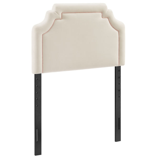 Modway Furniture Magnolia Scalloped Performance Velvet Twin Headboard Padded Backrest for Bedroom Alabaster Pink MOD-7329-ALA-PNK