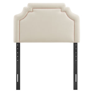 Modway Furniture Magnolia Scalloped Performance Velvet Twin Headboard Padded Backrest for Bedroom Alabaster Pink MOD-7329-ALA-PNK