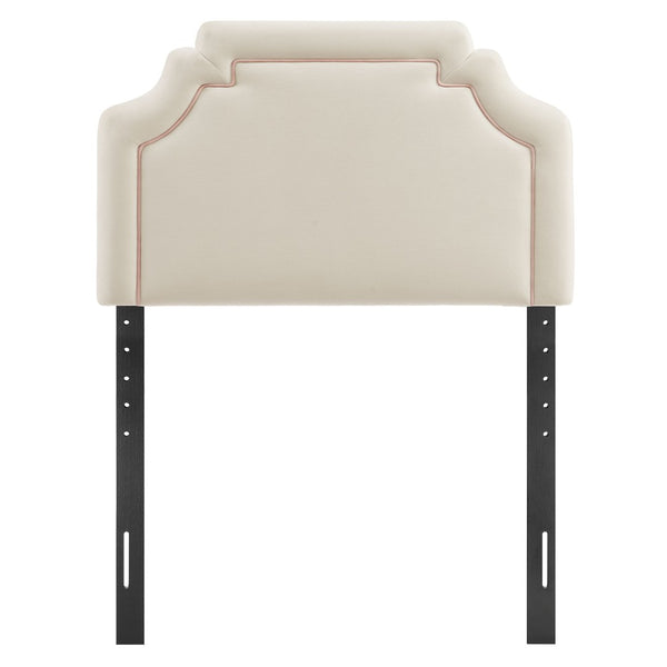 Modway Furniture Magnolia Scalloped Performance Velvet Twin Headboard Padded Backrest for Bedroom Alabaster Pink MOD-7329-ALA-PNK