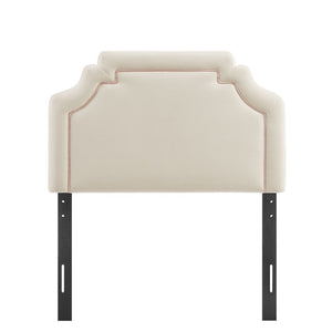 Modway Furniture Magnolia Scalloped Performance Velvet Twin Headboard Padded Backrest for Bedroom Alabaster Pink MOD-7329-ALA-PNK