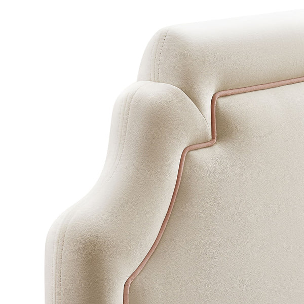 Modway Furniture Magnolia Scalloped Performance Velvet Twin Headboard Padded Backrest for Bedroom Alabaster Pink MOD-7329-ALA-PNK