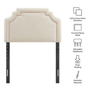 Modway Furniture Magnolia Scalloped Performance Velvet Twin Headboard Padded Backrest for Bedroom Alabaster Pink MOD-7329-ALA-PNK