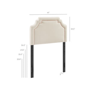 Modway Furniture Magnolia Scalloped Performance Velvet Twin Headboard Padded Backrest for Bedroom Alabaster Pink MOD-7329-ALA-PNK