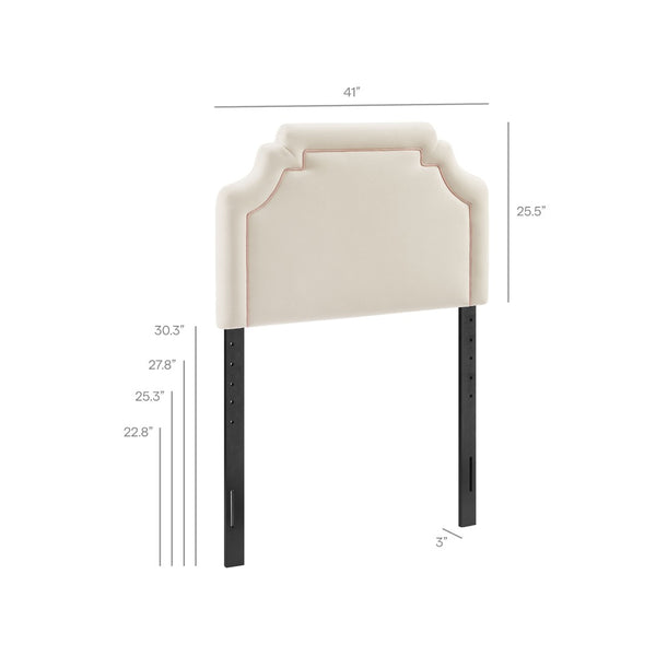 Modway Furniture Magnolia Scalloped Performance Velvet Twin Headboard Padded Backrest for Bedroom Alabaster Pink MOD-7329-ALA-PNK