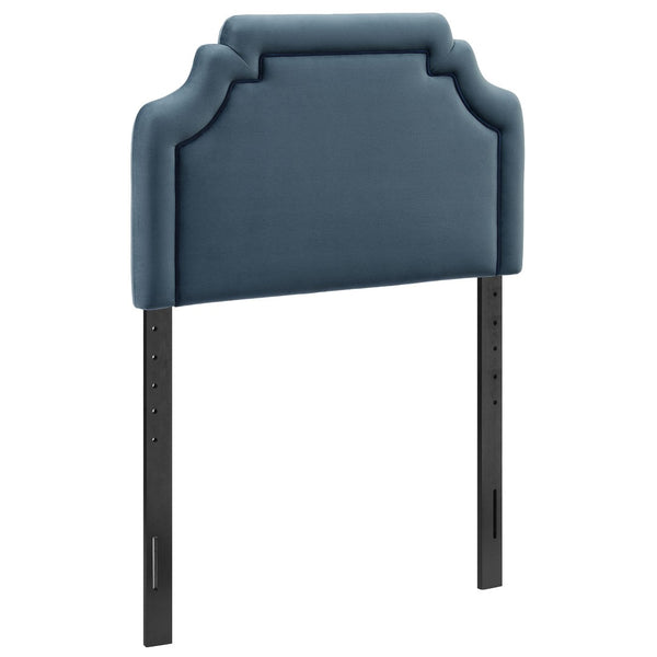 Modway Furniture Magnolia Scalloped Performance Velvet Twin Headboard Padded Backrest for Bedroom Cadet Blue Midnight MOD-7329-CAB-MID