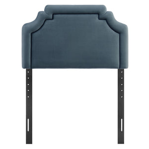 Modway Furniture Magnolia Scalloped Performance Velvet Twin Headboard Padded Backrest for Bedroom Cadet Blue Midnight MOD-7329-CAB-MID