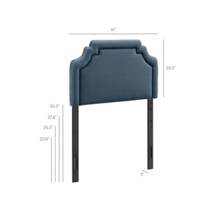Modway Furniture Magnolia Scalloped Performance Velvet Twin Headboard Padded Backrest for Bedroom Cadet Blue Midnight MOD-7329-CAB-MID