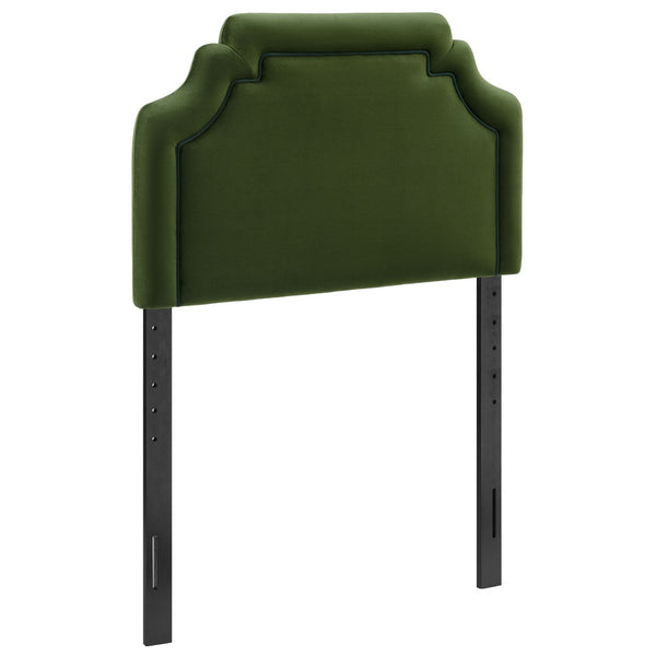 Modway Furniture Magnolia Scalloped Performance Velvet Twin Headboard Padded Backrest for Bedroom Moss Green Dark Green MOD-7329-MOG-GRN