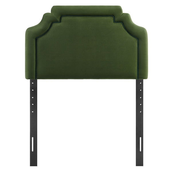 Modway Furniture Magnolia Scalloped Performance Velvet Twin Headboard Padded Backrest for Bedroom Moss Green Dark Green MOD-7329-MOG-GRN