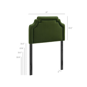 Modway Furniture Magnolia Scalloped Performance Velvet Twin Headboard Padded Backrest for Bedroom Moss Green Dark Green MOD-7329-MOG-GRN