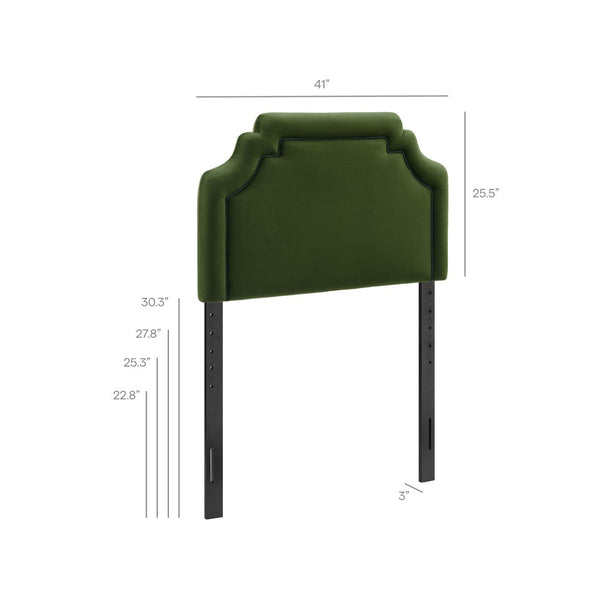 Modway Furniture Magnolia Scalloped Performance Velvet Twin Headboard Padded Backrest for Bedroom Moss Green Dark Green MOD-7329-MOG-GRN