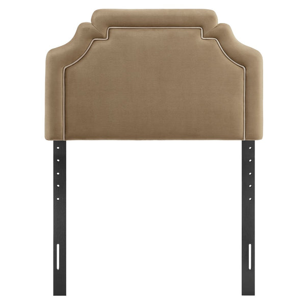 Modway Furniture Magnolia Scalloped Performance Velvet Twin Headboard Padded Backrest for Bedroom Taupe Almond MOD-7329-TAU-ALM