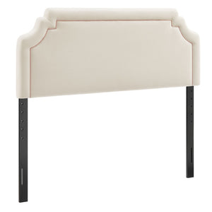 Modway Furniture Magnolia Scalloped Velvet Upholstered Headboard Tailored Piping Full Bedroom Accent Alabaster Pink MOD-7330-ALA-PNK