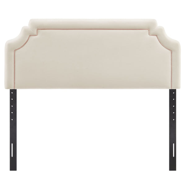 Modway Furniture Magnolia Scalloped Velvet Upholstered Headboard Tailored Piping Full Bedroom Accent Alabaster Pink MOD-7330-ALA-PNK