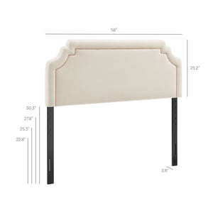 Modway Furniture Magnolia Scalloped Velvet Upholstered Headboard Tailored Piping Full Bedroom Accent Alabaster Pink MOD-7330-ALA-PNK