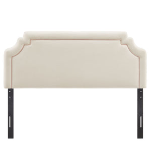 Modway Furniture Magnolia Queen Headboard Scalloped Velvet Cushioned Contrast Piping Transitional Bedroom Alabaster Pink MOD-7331-ALA-PNK