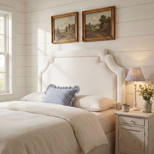 Modway Furniture Magnolia Scalloped Velvet King Headboard Tailored Piping for Primary Bedroom Elegance Alabaster Pink MOD-7332-ALA-PNK