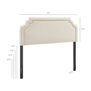 Modway Furniture Magnolia Scalloped Velvet King Headboard Tailored Piping for Primary Bedroom Elegance Alabaster Pink MOD-7332-ALA-PNK