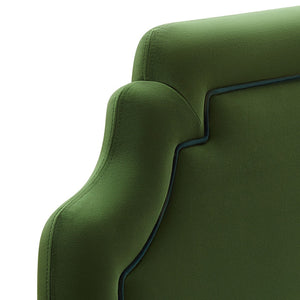 Modway Furniture Magnolia Scalloped Velvet King Headboard Tailored Piping for Primary Bedroom Elegance Moss Green Dark Green MOD-7332-MOG-GRN