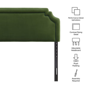 Modway Furniture Magnolia Scalloped Velvet King Headboard Tailored Piping for Primary Bedroom Elegance Moss Green Dark Green MOD-7332-MOG-GRN