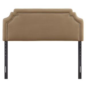 Modway Furniture Magnolia Scalloped Velvet King Headboard Tailored Piping for Primary Bedroom Elegance Taupe Almond MOD-7332-TAU-ALM